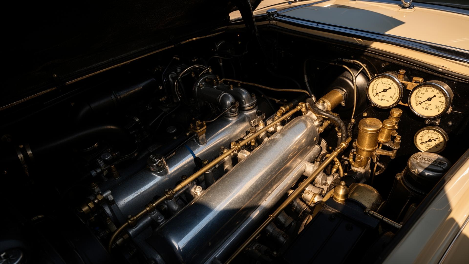 Vintage Bentley inside a specialist restoration workshop
